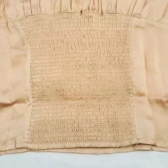 Free People Tan Ruffle Short Sleeve Pull Over Top XS NWT - Picture 4 of 6
